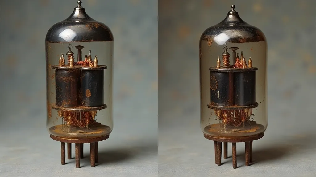 Comparison of good and bad antique radio tubes