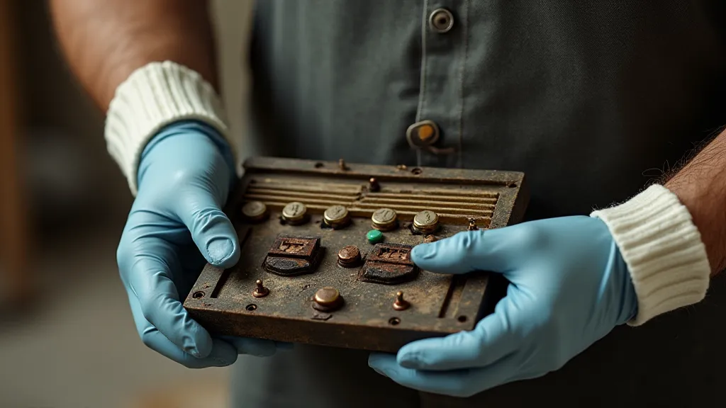 Hands in gloves holding radio chassis