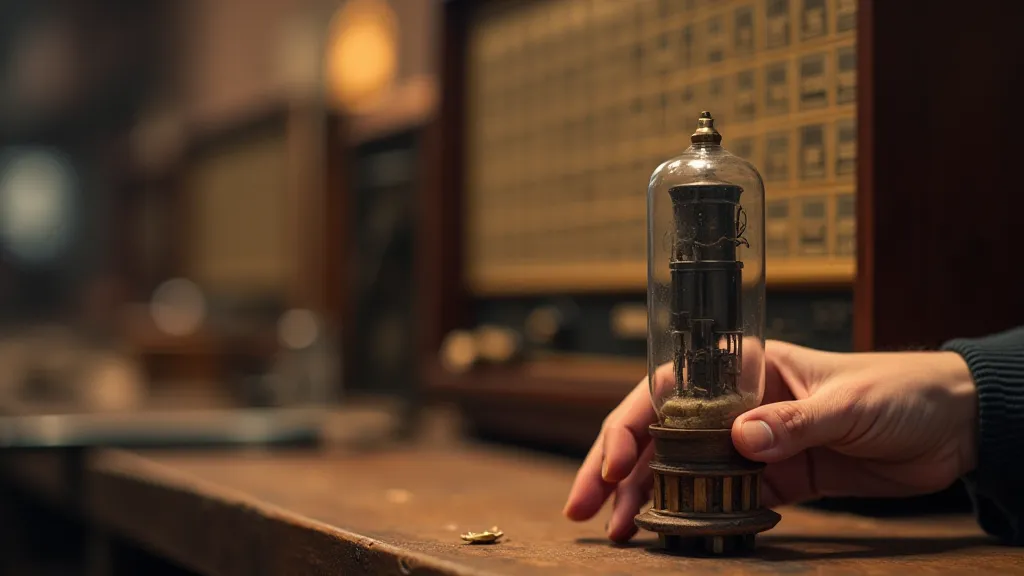 Hand holding a vintage vacuum tube