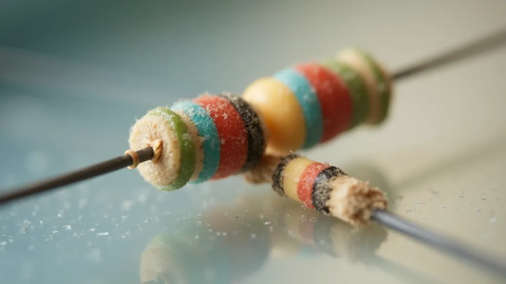 Close-up of a vintage resistor.