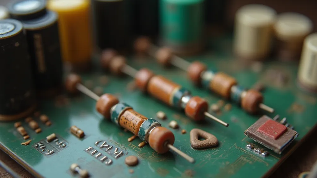 Resistors on a vintage radio circuit board.
