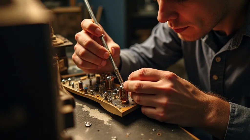 Craftsman soldering a radio circuit