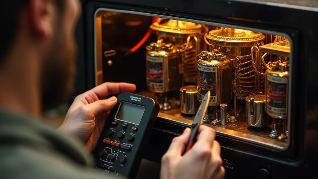 Technician inspecting a transformer