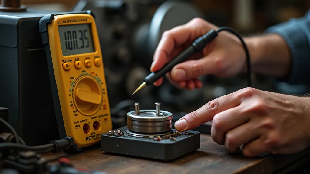 Technician testing antique radio transformer