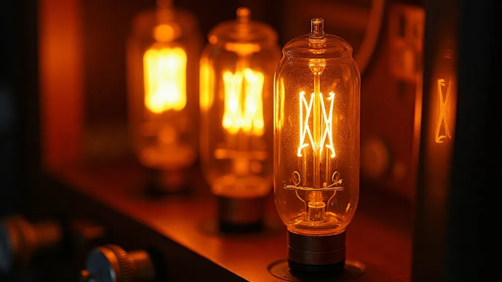 Glowing vacuum tube in a radio