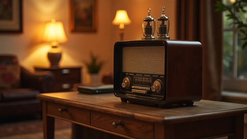 Vintage radio in a living room